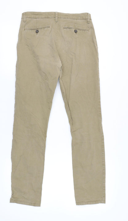 Marks and Spencer Mens Beige Slim Fit Chino Trousers 30W 33L