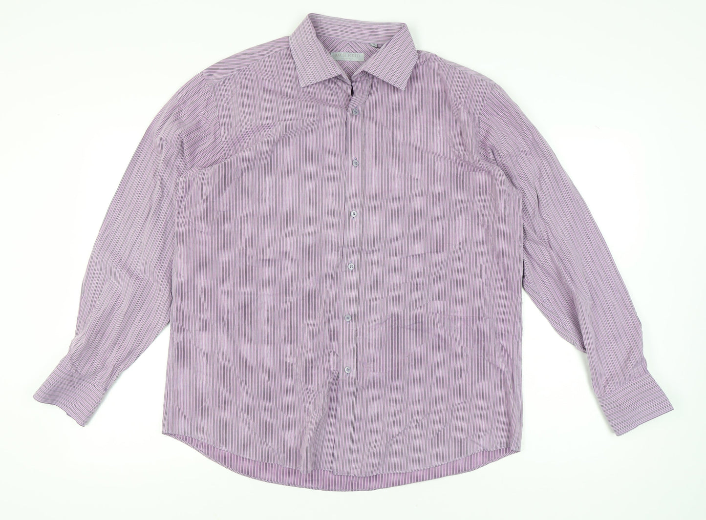 Jack Reid Men’s Purple Striped Long Sleeve Button-Up Shirt 17/43