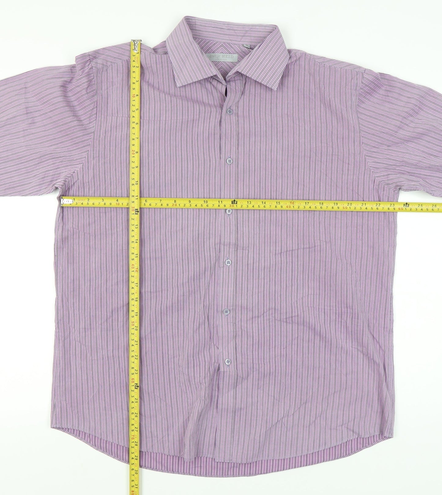 Jack Reid Men’s Purple Striped Long Sleeve Button-Up Shirt 17/43