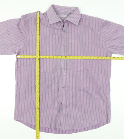 Jack Reid Men’s Purple Striped Long Sleeve Button-Up Shirt 17/43
