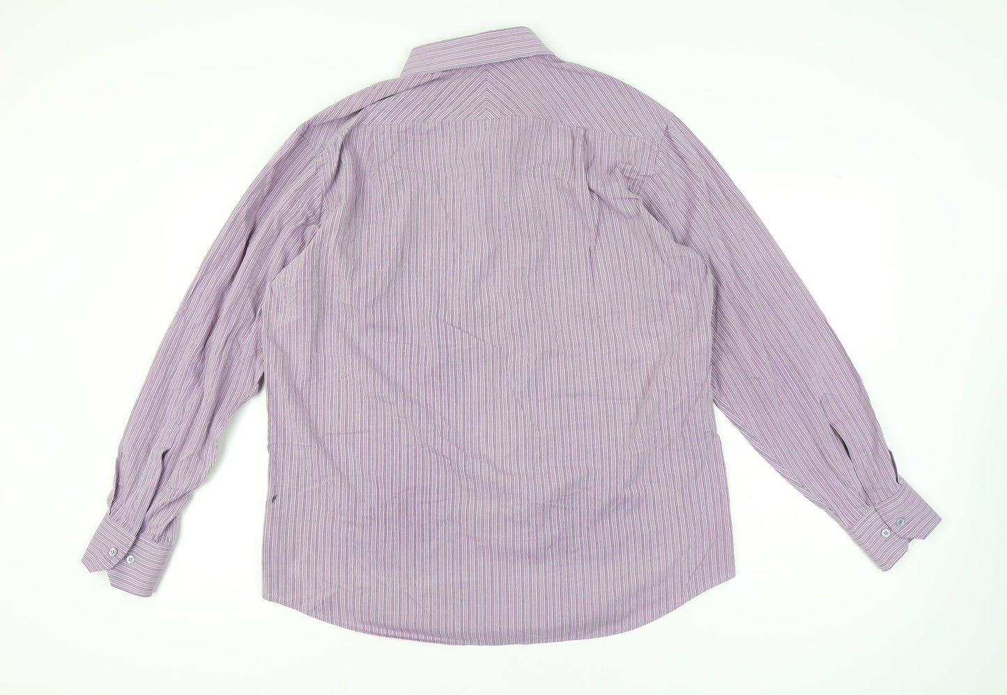 Jack Reid Men’s Purple Striped Long Sleeve Button-Up Shirt 17/43