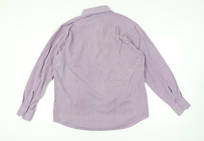 Jack Reid Men’s Purple Striped Long Sleeve Button-Up Shirt 17/43