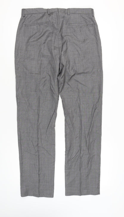 Marks and Spencer Mens Grey Wool Dress Pants 34W 33L Regular Fit