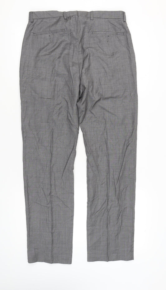 Marks and Spencer Mens Grey Wool Dress Pants 34W 33L Regular Fit