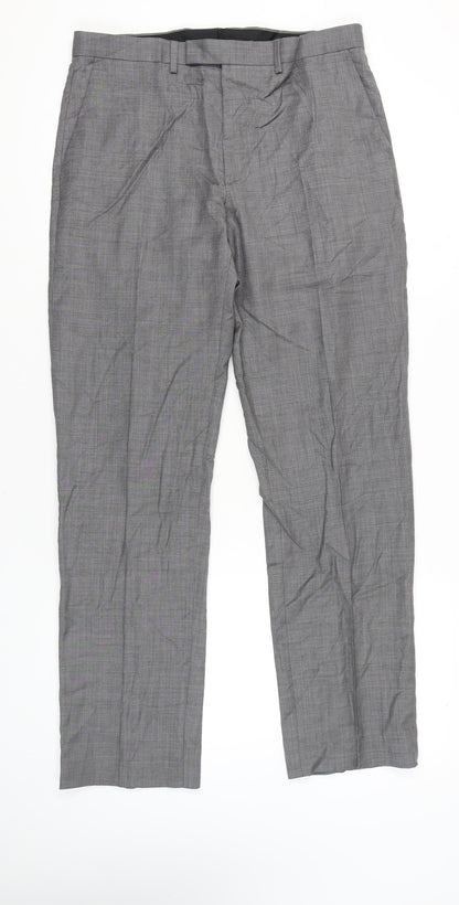 Marks and Spencer Mens Grey Wool Dress Pants 34W 33L Regular Fit