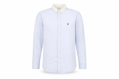 AllSaints Men’s Blue Slim Fit Long Sleeve Button-Up Shirt S