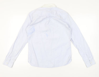 AllSaints Men’s Blue Slim Fit Long Sleeve Button-Up Shirt S