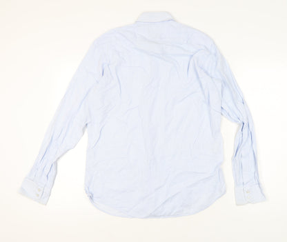 Hugo Boss Men's Blue 16 Regular Fit Egyptian Cotton Long Sleeve Shirt