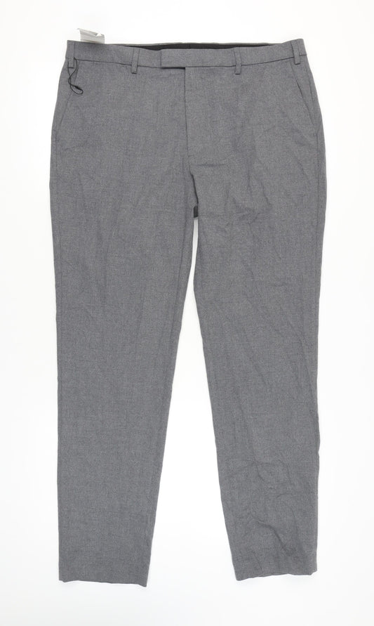 Marks and Spencer Mens Grey 40in Waist Dress Pants Tailored Fit