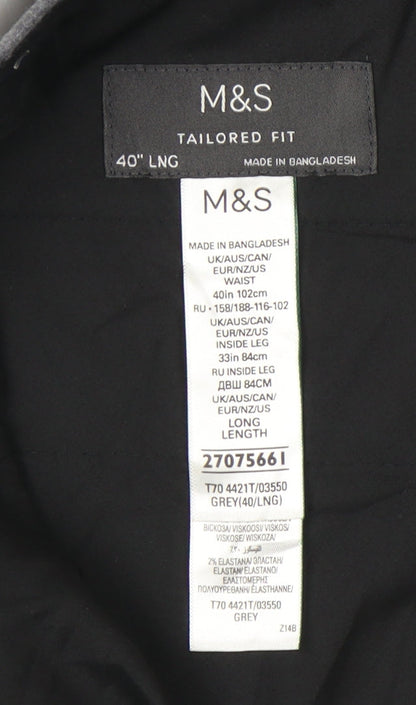 Marks and Spencer Mens Grey 40in Waist Dress Pants Tailored Fit