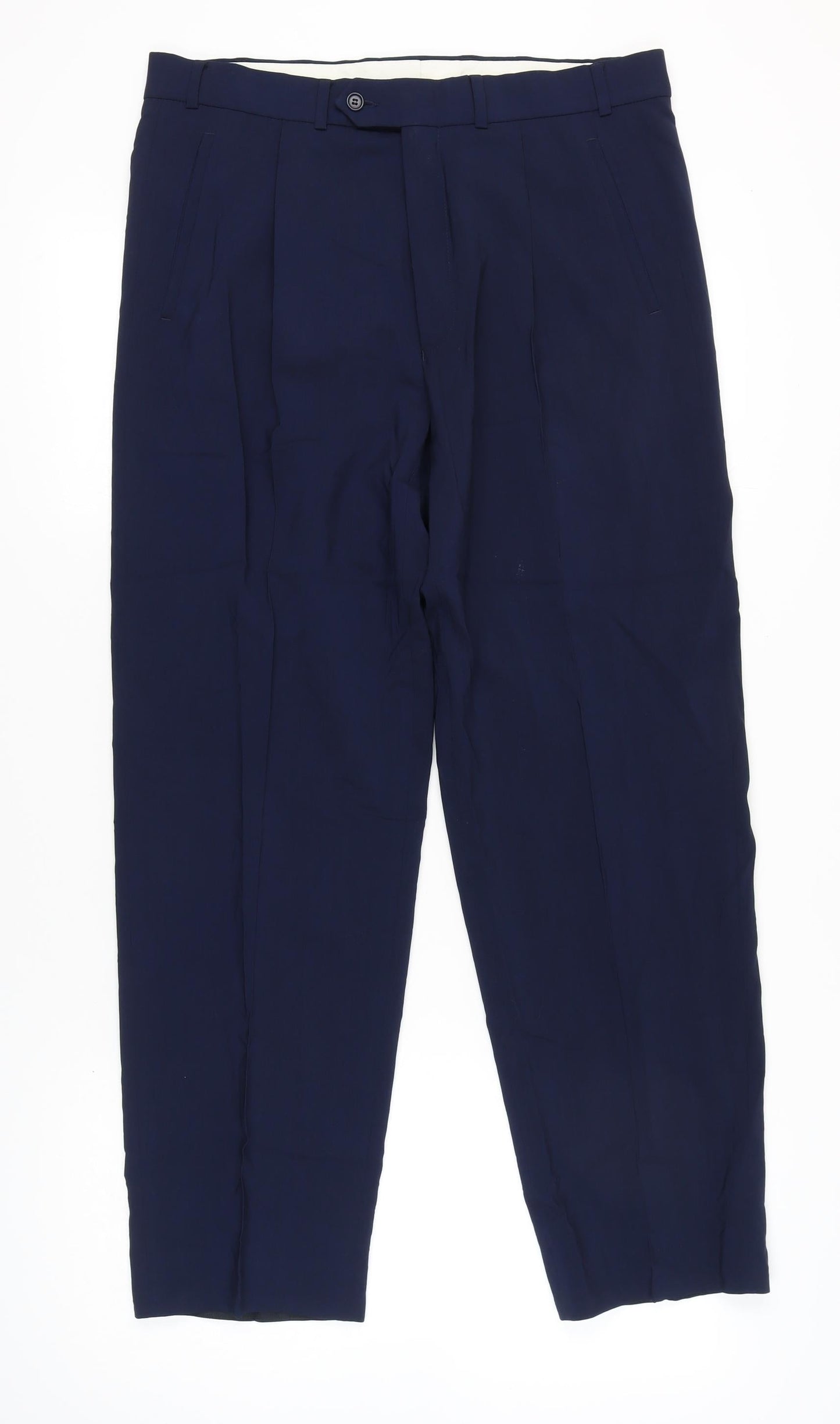 Marks and Spencer Men’s Blue Wool Dress Pants 36x31 Classic Pleated