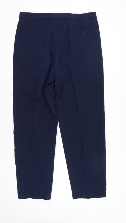 Marks and Spencer Men’s Blue Wool Dress Pants 36x31 Classic Pleated
