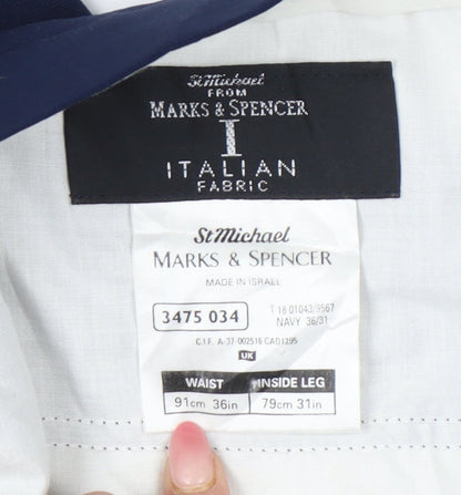 Marks and Spencer Men’s Blue Wool Dress Pants 36x31 Classic Pleated