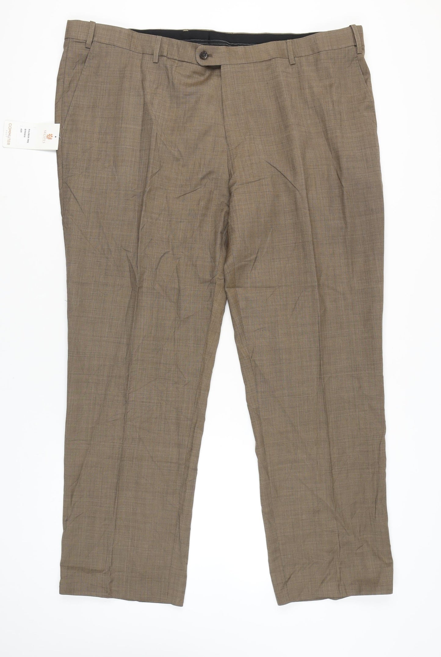 Skopes Men’s Brown Wool Blend Classic Fit Dress Pants Trousers 46R