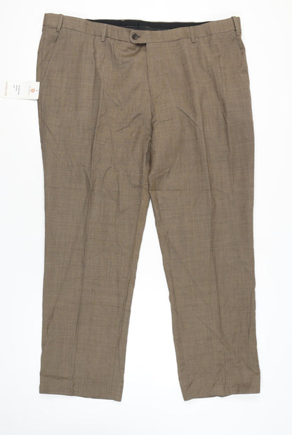 Skopes Men’s Brown Wool Blend Classic Fit Dress Pants Trousers 46R