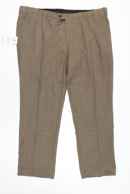 Skopes Men’s Brown Wool Blend Classic Fit Dress Pants Trousers 46R