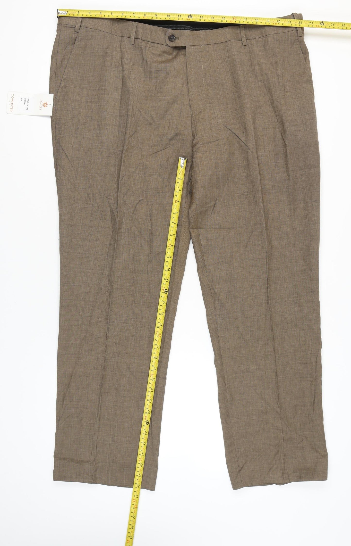 Skopes Men’s Brown Wool Blend Classic Fit Dress Pants Trousers 46R
