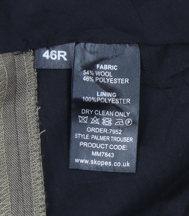 Skopes Men’s Brown Wool Blend Classic Fit Dress Pants Trousers 46R