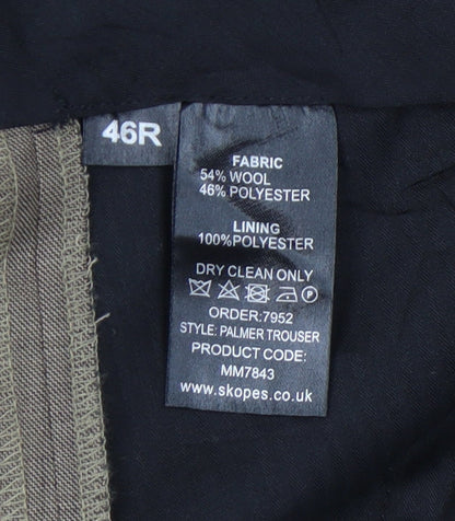 Skopes Men’s Brown Wool Blend Classic Fit Dress Pants Trousers 46R