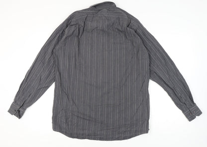Thomas Nash Men’s Grey Striped Cotton Long Sleeve Button-Up Shirt Size 16.5 / 42in
