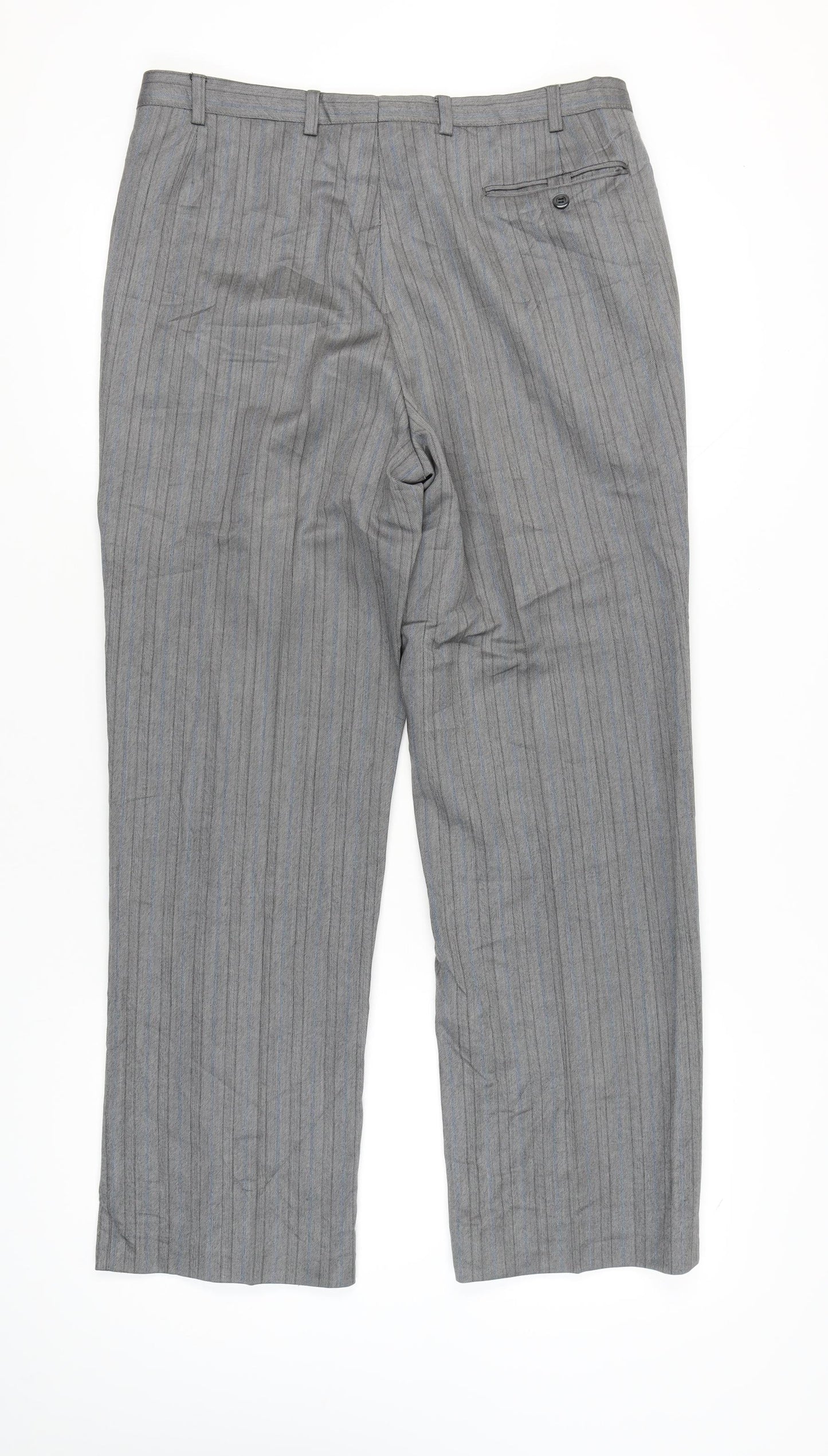 St Michael Men’s Grey Wool Striped Dress Pants Size 36x31