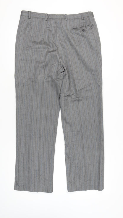 St Michael Men’s Grey Wool Striped Dress Pants Size 36x31