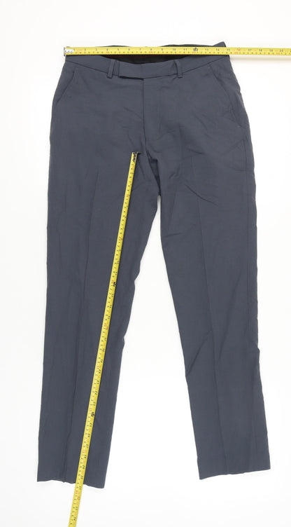 Marks and Spencer Men’s Blue Slim Fit Wool Blend Dress Trousers 30W 31L
