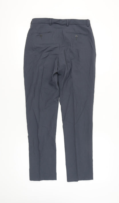 Marks and Spencer Men’s Blue Slim Fit Wool Blend Dress Trousers 30W 31L