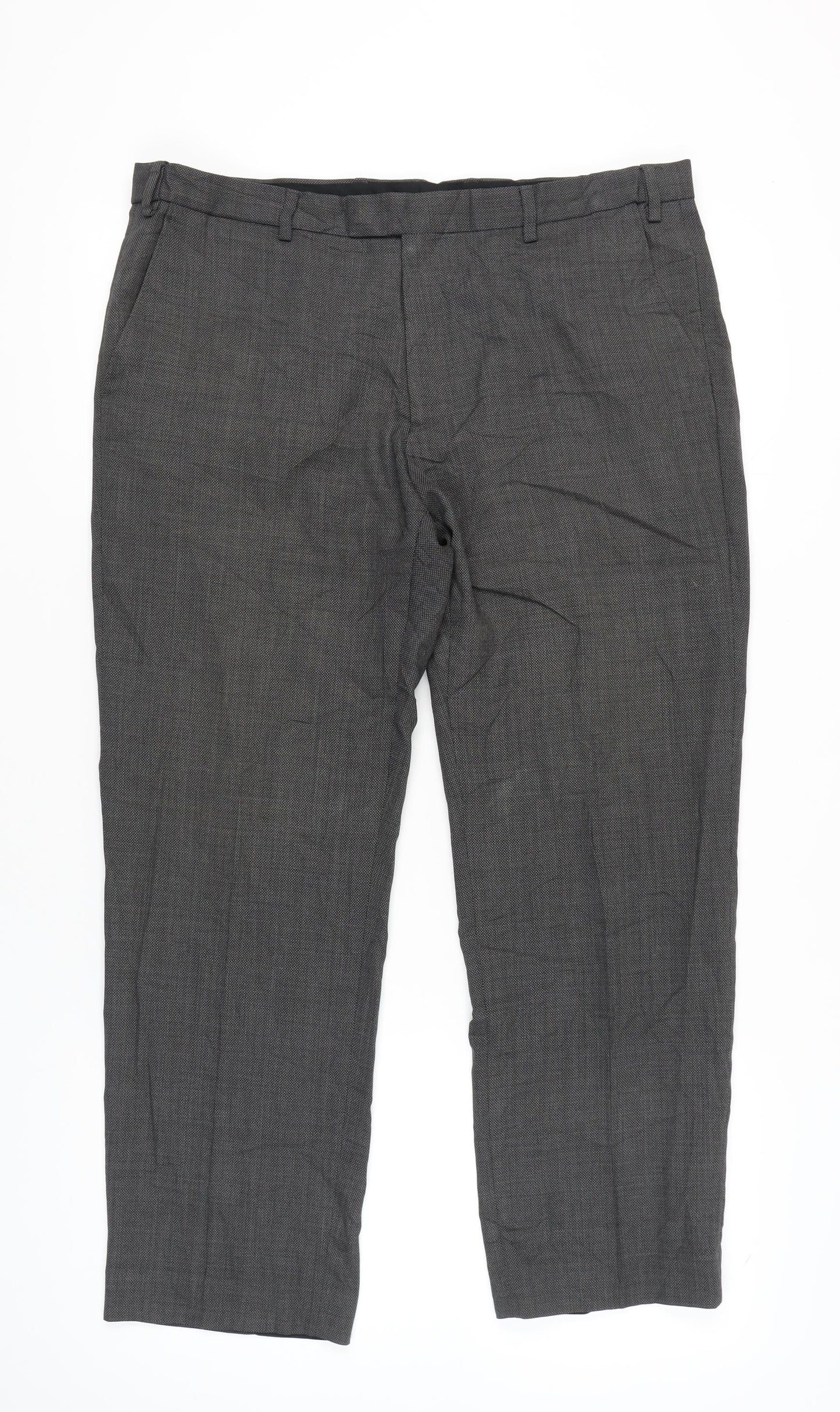 Marks and Spencer Mens Grey Wool Blend Dress Pants 38x29 Regular Fit