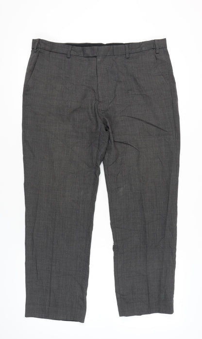 Marks and Spencer Mens Grey Wool Blend Dress Pants 38x29 Regular Fit