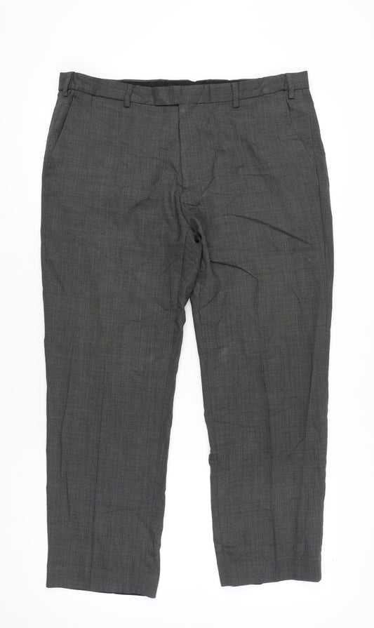 Marks and Spencer Mens Grey Wool Blend Dress Pants 38x29 Regular Fit