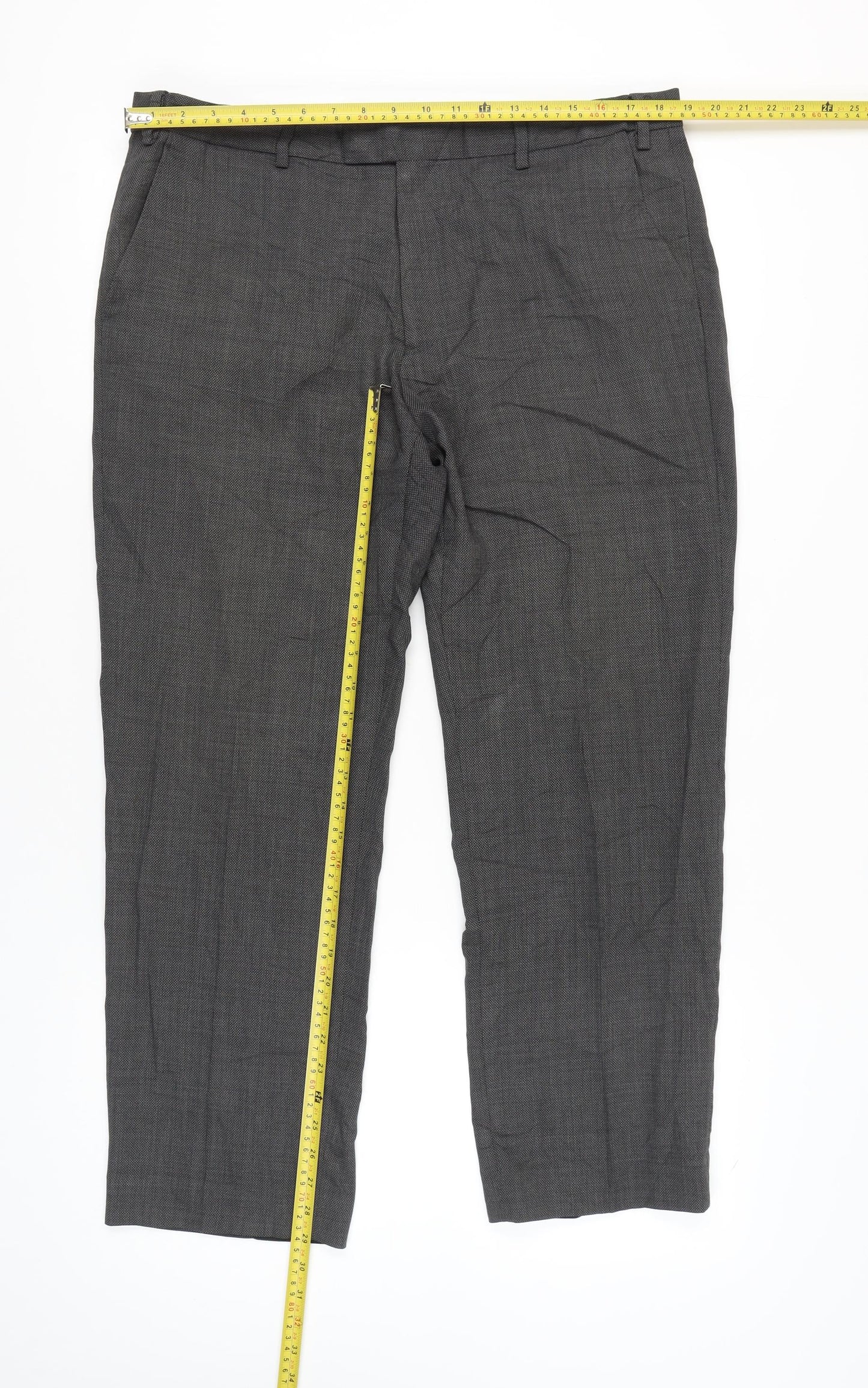 Marks and Spencer Mens Grey Wool Blend Dress Pants 38x29 Regular Fit