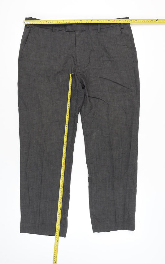 Marks and Spencer Mens Grey Wool Blend Dress Pants 38x29 Regular Fit