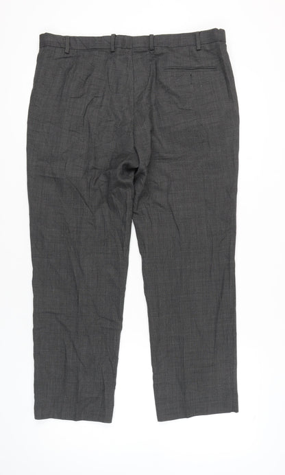 Marks and Spencer Mens Grey Wool Blend Dress Pants 38x29 Regular Fit
