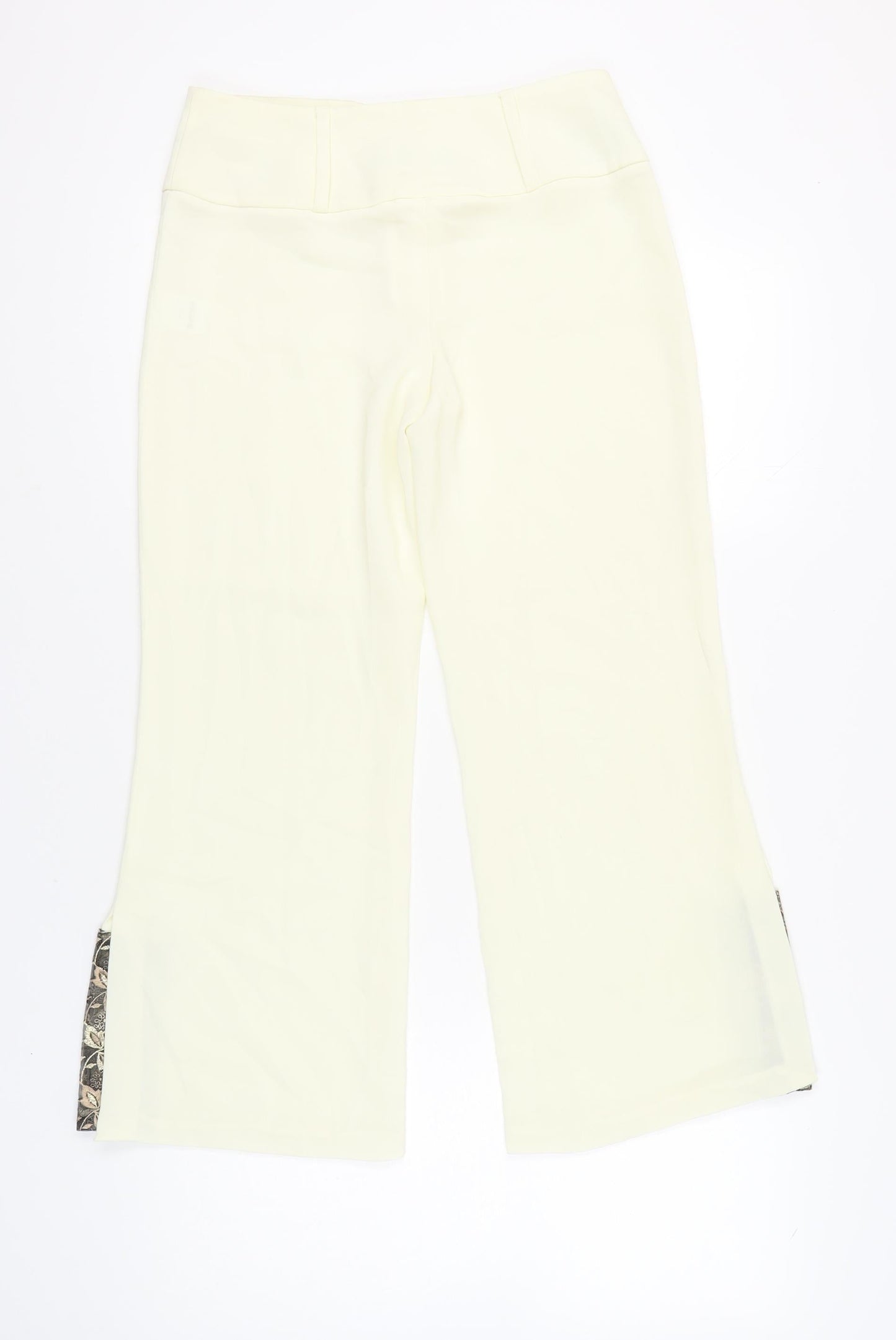 River Island Women’s Ivory Cropped Trousers Size 10 Embroidered