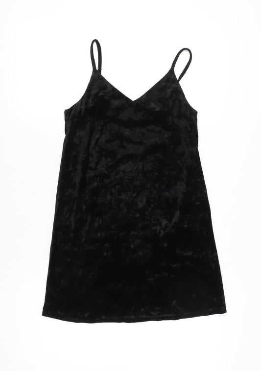 Dorothy Perkins Women’s Black Velvet Mini Slip Dress UK 4