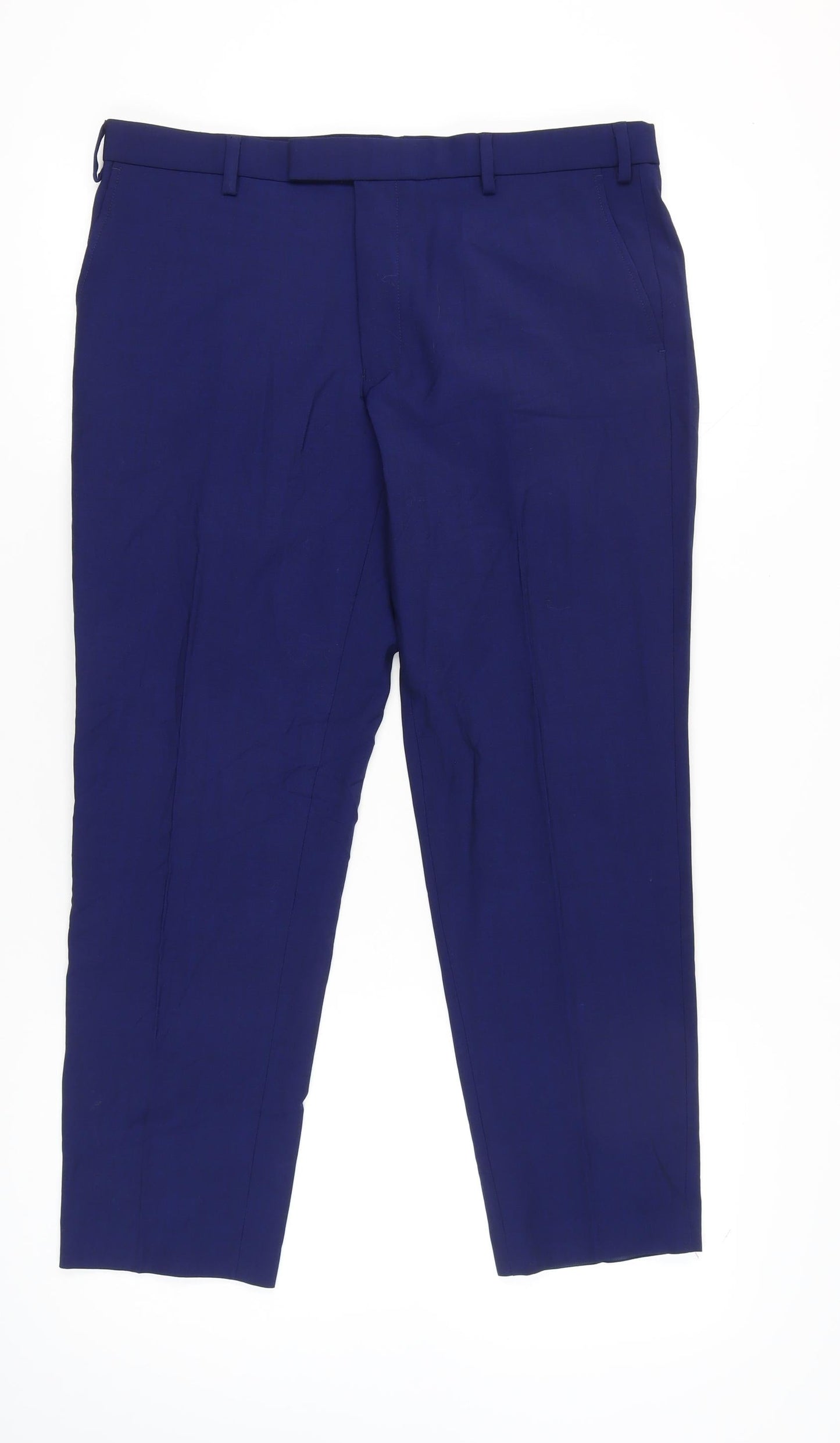 Marks and Spencer Men’s Blue 36W 29L Tailored Fit Dress Trousers