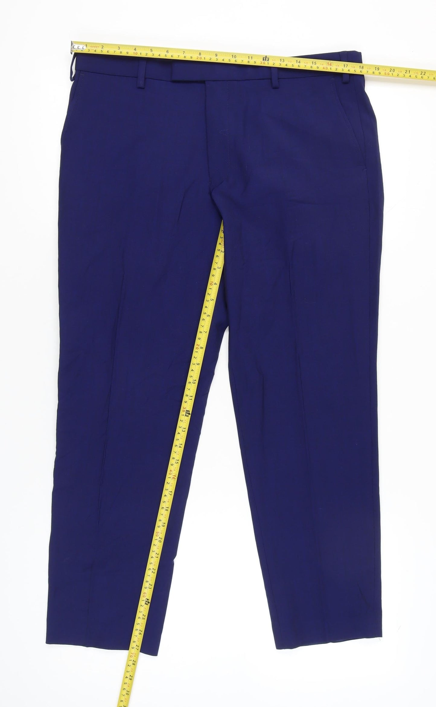 Marks and Spencer Men’s Blue 36W 29L Tailored Fit Dress Trousers