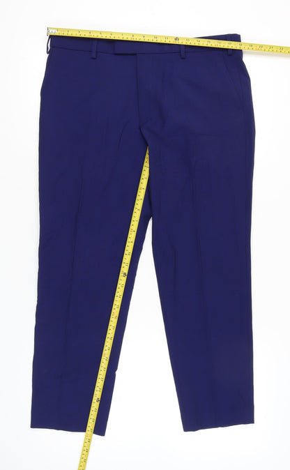 Marks and Spencer Men’s Blue 36W 29L Tailored Fit Dress Trousers