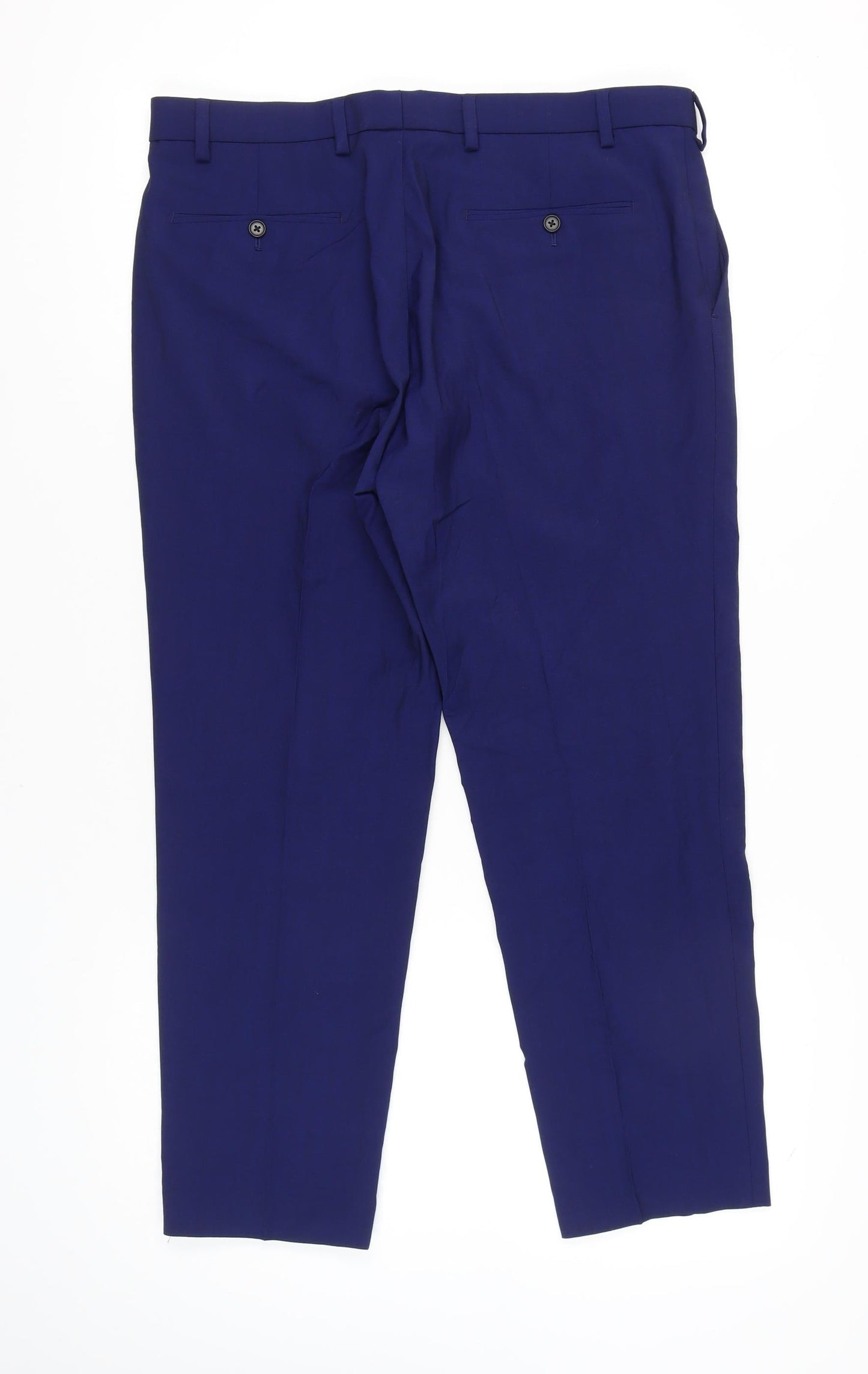 Marks and Spencer Men’s Blue 36W 29L Tailored Fit Dress Trousers