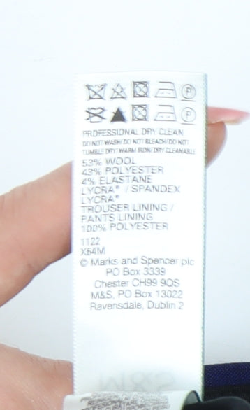 Marks and Spencer Men’s Blue 36W 29L Tailored Fit Dress Trousers