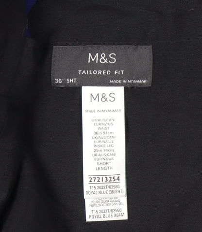 Marks and Spencer Men’s Blue 36W 29L Tailored Fit Dress Trousers