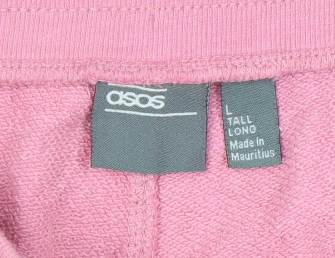 ASOS Women’s Pink Sweat Shorts L Regular Cotton Drawstring Pockets