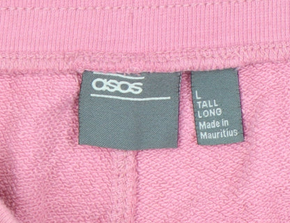 ASOS Women’s Pink Sweat Shorts L Regular Cotton Drawstring Pockets