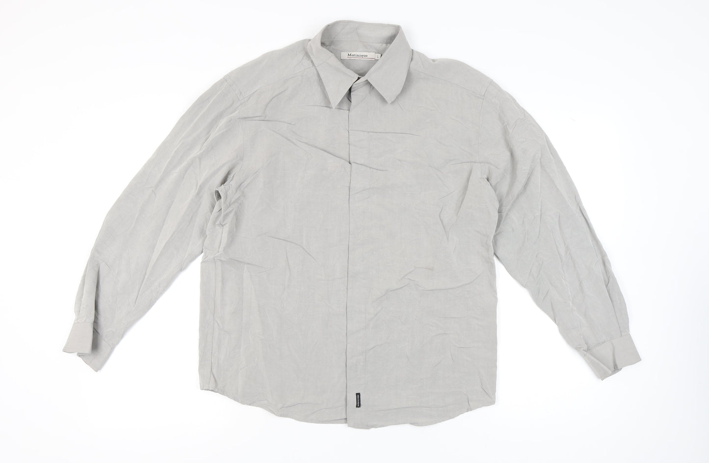 Matinique Men’s Grey L Long Sleeve Button-Up Shirt Rayon Blend
