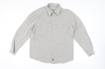 Matinique Men’s Grey L Long Sleeve Button-Up Shirt Rayon Blend