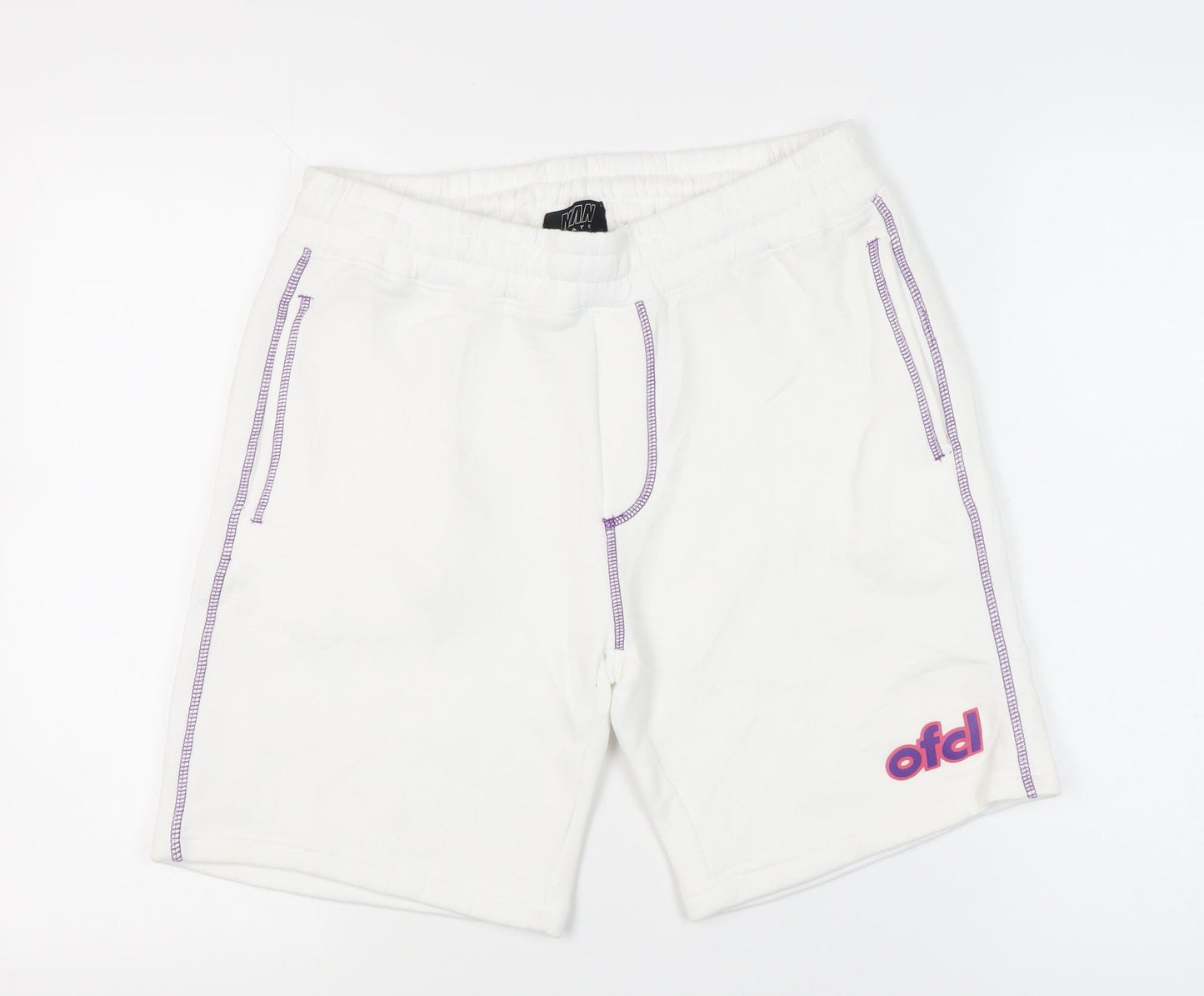 MAN Skate Mens White Sweat Shorts M Elastic Waist Casual