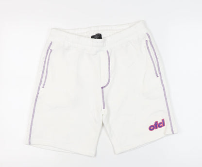 MAN Skate Mens White Sweat Shorts M Elastic Waist Casual