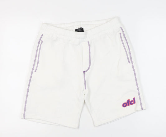 MAN Skate Mens White Sweat Shorts M Elastic Waist Casual