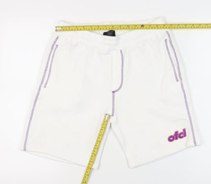 MAN Skate Mens White Sweat Shorts M Elastic Waist Casual